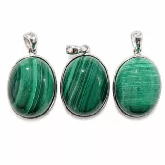 Colgante de Plata 925 Malaquita AAA 3 piezas 12g