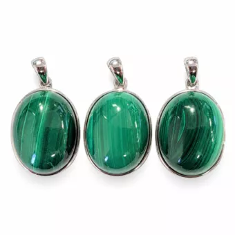 Colgante de Plata 925 Malaquita AAA 3 piezas 12,09g