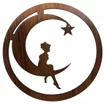 Letrero magnético de madera Luna y Estrella de 18 cm para HMD999