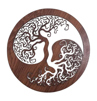 Letrero magnético de madera Árbol de la Vida Ying Yang 18 cm para HMD999