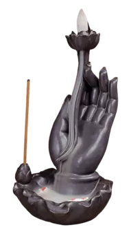Incienso con reflujo, fuente con forma de mano de Buda - Pez Koi (17 cm)
