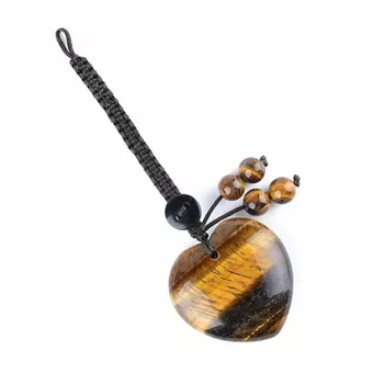 Charm de Bolso Corazón Ojo de Tigre en Piedra Natural