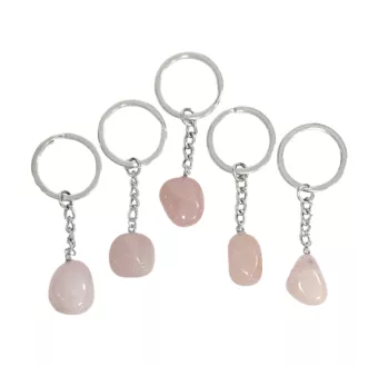 Llaveros de cuarzo rosa de 30 mm x 5
