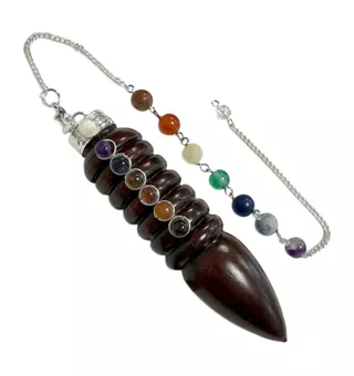 Péndulo cónico de 7 chakras de palisandro de 7,5 cm