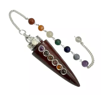 Péndulo cónico de palisandro de 7 chakras de 6 cm