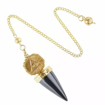 Péndulo de adivinación de obsidiana negra – Ojo Dorado de la Providencia