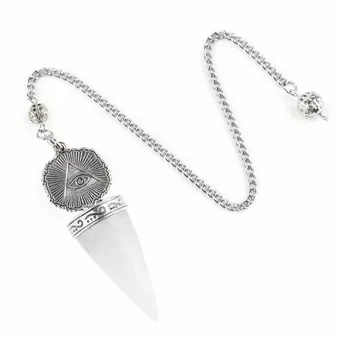 Péndulo de Cristal de Roca A Ojo Protector Plateado