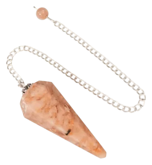 Péndulo Piedra Luna Naranja Cónico 6 caras