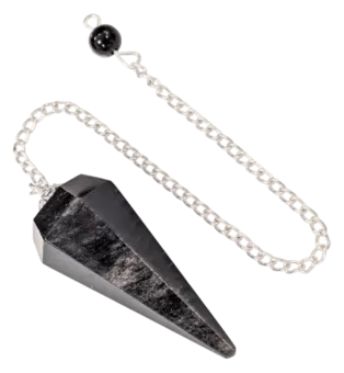 Péndulo Obsidiana Plata Cónico 6 caras