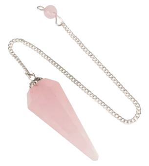 Péndulo Cónico Cuarzo Rosa 6 caras