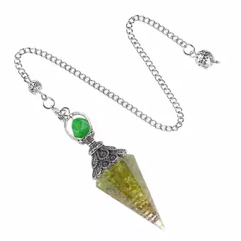 Péndulo de orgonita de peridoto de 6 lados