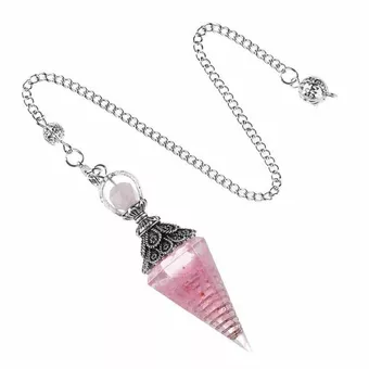 Péndulo Orgonita Cuarzo Rosa 6 caras