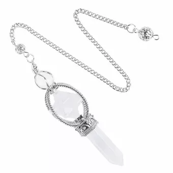 Péndulo de cristal de roca Merkaba de 6 lados