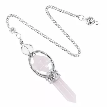 Péndulo Merkaba Cuarzo Rosa 6 caras