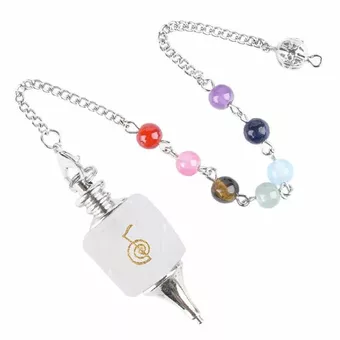Péndulo Hexagonal Cristal de Roca Reiki ChoKu Rei 7 Chakras