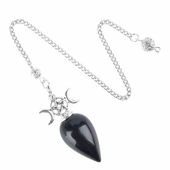 Péndulo de adivinación Pentáculo Triple Luna Obsidiana Negra