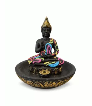 Portaincienso Buda Abhaya Multicolor de Resina 10 cm