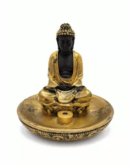 Incensario Buda Meditación Dorado de Resina 11 cm