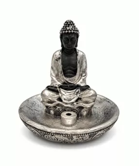 Incensario Buda Meditación Dorado de Resina 11 cm