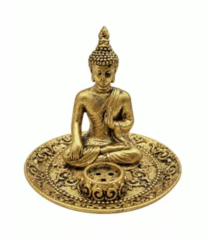 Incensario Buda Bendición Dorado de Resina 9 cm