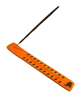 Porta incienso de madera Mango Ski Naranja y Elefante 26 cm x 10