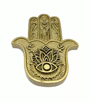 Portaincienso Mano de Fátima Hamsa Dorada de Resina 11 cm