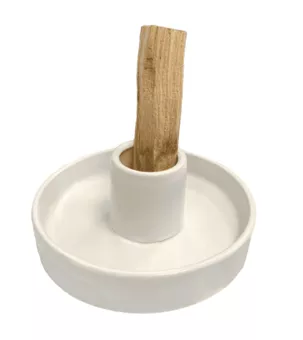 Porta Incienso Cerámica Blanca para Palo Santo 10,50cm