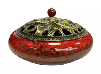 Porta Incienso Cerámica Roja 14cm