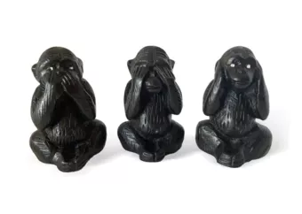 Set de 3 Figuras de los Monos Sabios en Resina Negra 7cm