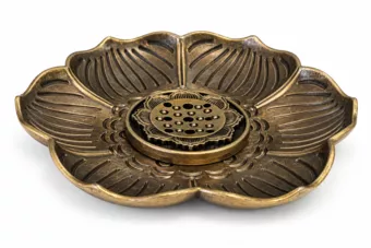 Porta Incienso Loto Metal 8.5 cm
