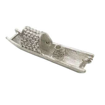 Porta Incienso Metal Barco Plata 9.5 cm