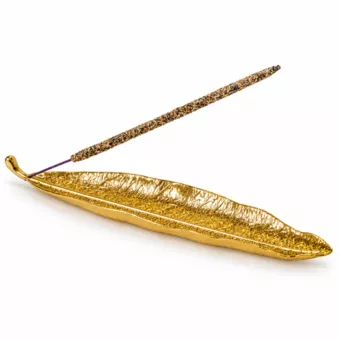 Portainciensos hoja dorada 25 cm