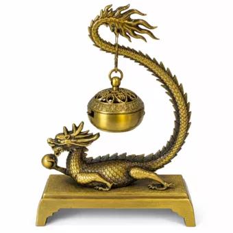 Quemador de incienso colgante decorado con dragón 13,6 cm