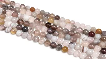 Hilo de Perlas Redondas de Ágata de Botswana A 6 mm