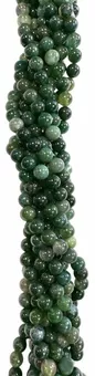 Hilo de Perlas Redondas de Ágata Musgo A 10mm