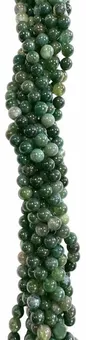 Hilo de Perlas Redondas de Ágata Musgo A 4mm