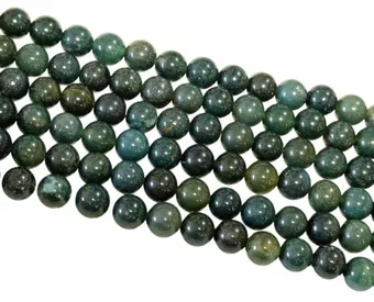 Hilo de Perlas Redondas de Ágata Musgo A 6mm