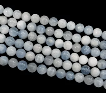Perlas de Aguamarina de 10mm en hilo de 40cm