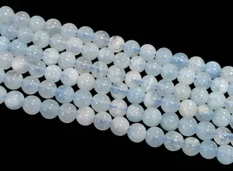 Perlas Redondas en Hilo Aguamarina AA 5 mm