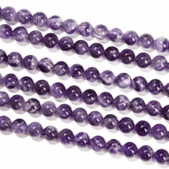 Hilo de Perlas Redondas de Amatista Bandeada A 10mm
