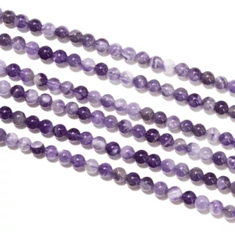 Hilo de Perlas Redondas de Amatista Bandeada A 4mm