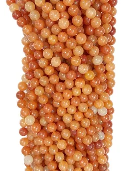 Hilo de Perlas Redondas de Aventurina Naranja A 8 mm