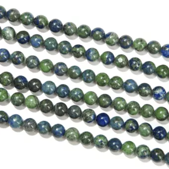 Hilo de Perlas Redondas de Azurita y Malaquita Estabilizada A 6mm