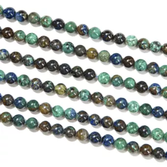 Hilo de Perlas Redondas de Azurita Malaquita Natural A 6mm