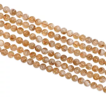Hilo de Perlas Redondas de Citrino Calentado A 10mm