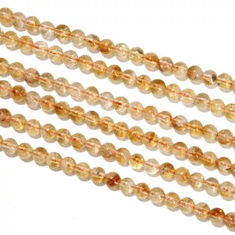 Hilo de Perlas Redondas de Citrino Calentado AA 6mm