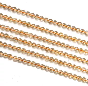 Hilo de Perlas Redondas de Citrino Natural A 4mm