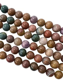 Hilo de Perlas Redondas de Jaspe Océano A 6mm