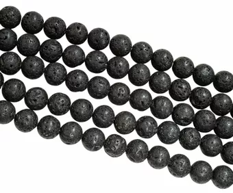 Hilo de Perlas Redondas de Piedra de Lava A 10 mm