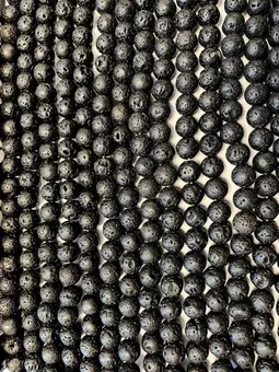 Hilo de Perlas Redondas de Piedra de Lava A 4mm